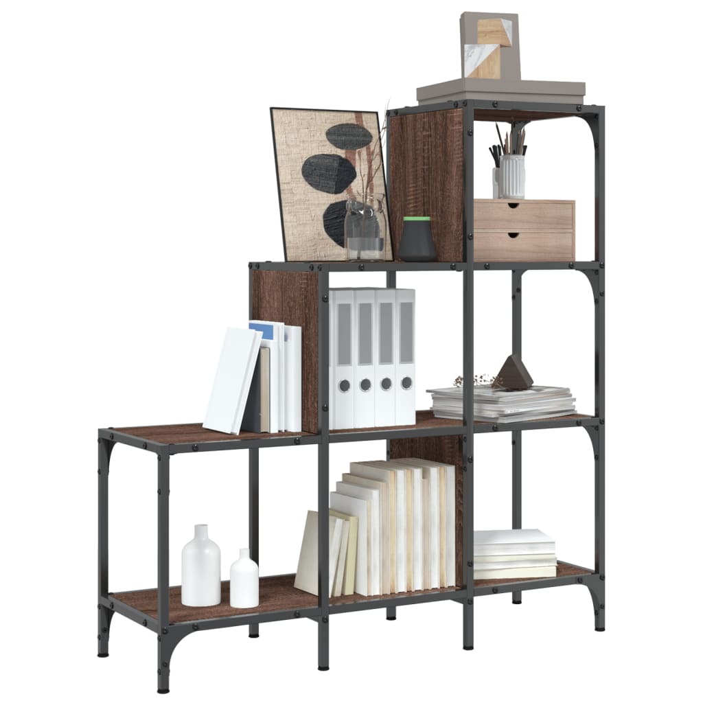 vidaXL Bibliotecă, stejar maro, 92x30x102 cm, lemn prelucrat/metal vidaXL Bibliotecă, stejar maro, 92x30x102 cm, lemn prelucrat/metal