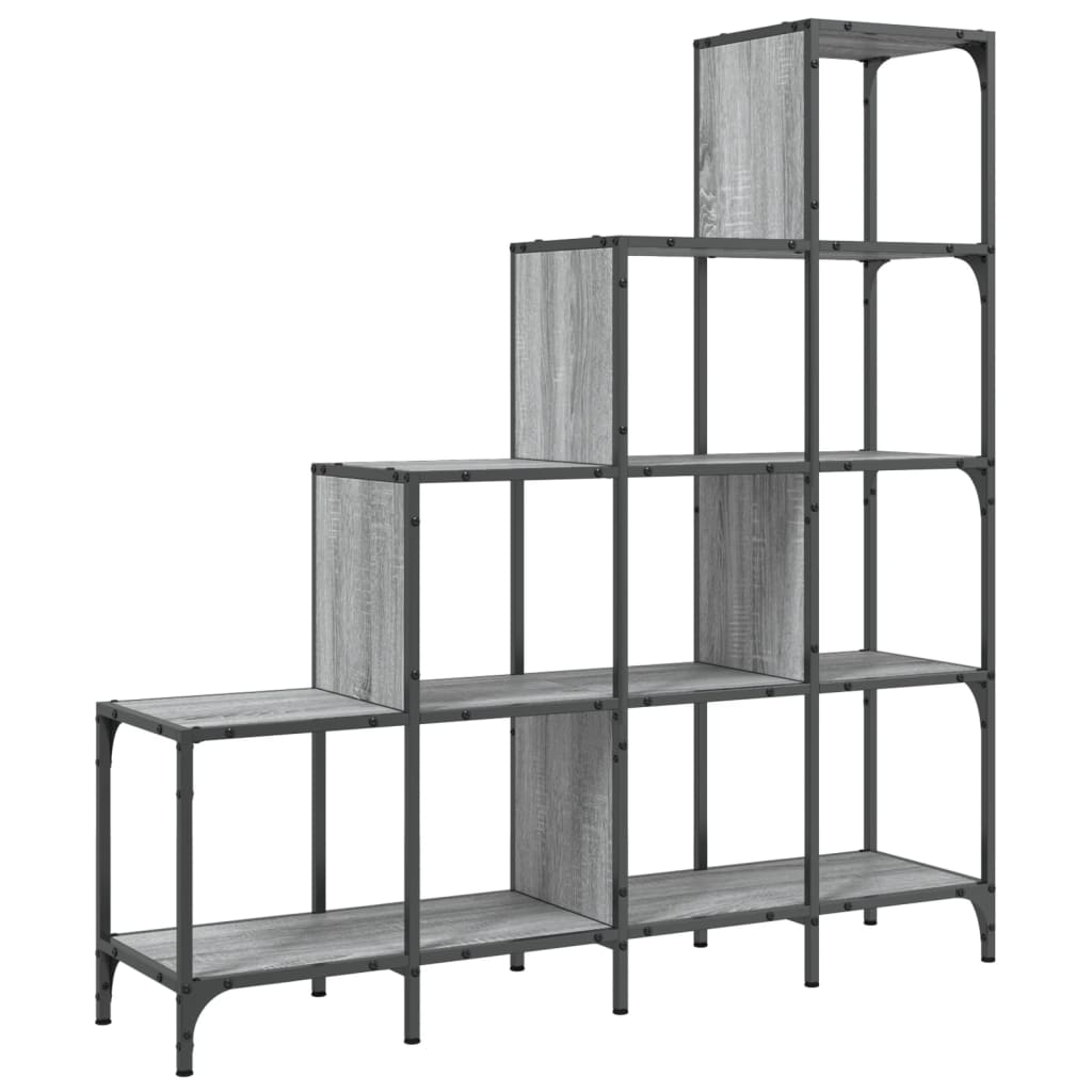 vidaXL Bibliotecă, gri sonoma, 122x30x132 cm, lemn prelucrat/metal vidaXL Bibliotecă, gri sonoma, 122x30x132 cm, lemn prelucrat/metal