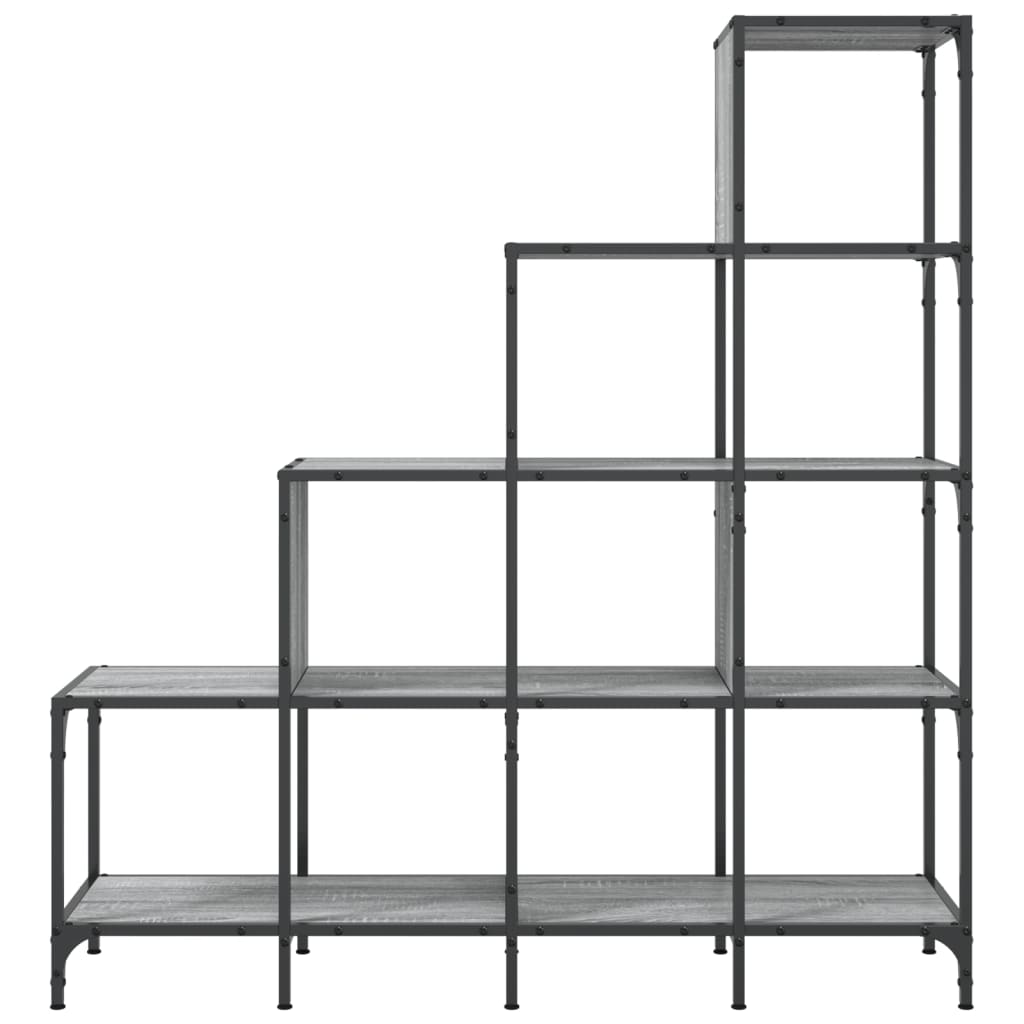 vidaXL Bibliotecă, gri sonoma, 122x30x132 cm, lemn prelucrat/metal vidaXL Bibliotecă, gri sonoma, 122x30x132 cm, lemn prelucrat/metal