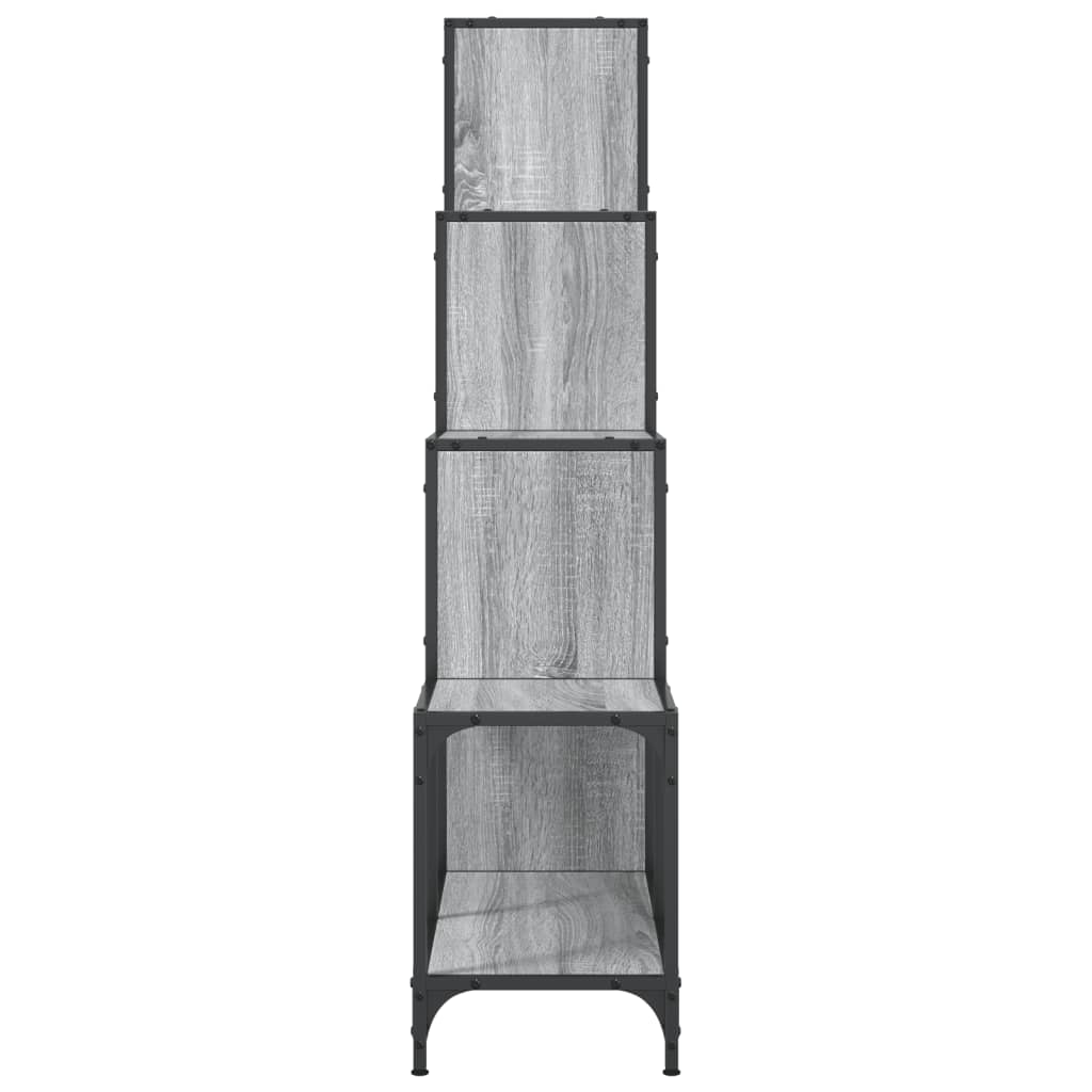 vidaXL Bibliotecă, gri sonoma, 122x30x132 cm, lemn prelucrat/metal vidaXL Bibliotecă, gri sonoma, 122x30x132 cm, lemn prelucrat/metal