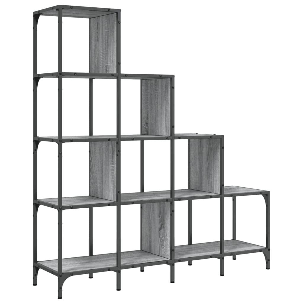 vidaXL Bibliotecă, gri sonoma, 122x30x132 cm, lemn prelucrat/metal vidaXL Bibliotecă, gri sonoma, 122x30x132 cm, lemn prelucrat/metal