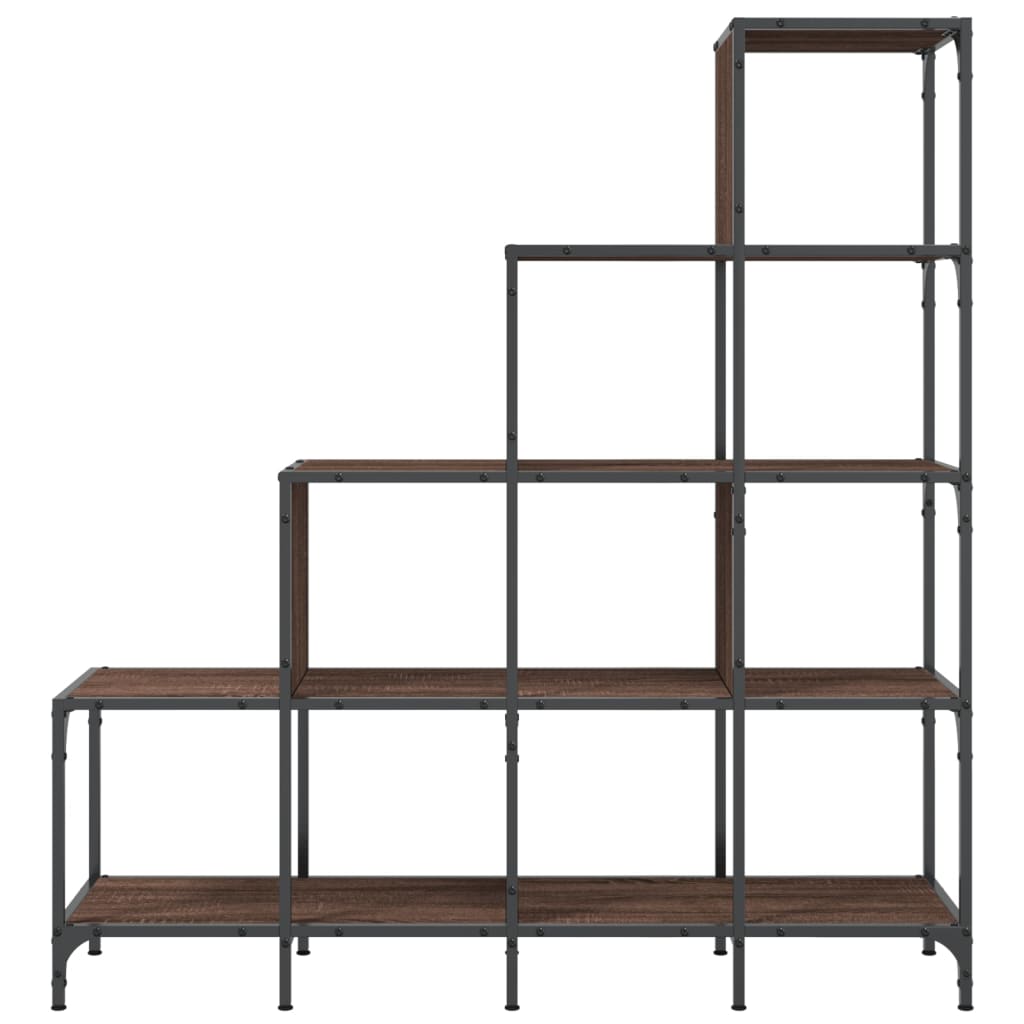 vidaXL Bibliotecă, stejar maro, 122x30x132 cm, lemn prelucrat/metal