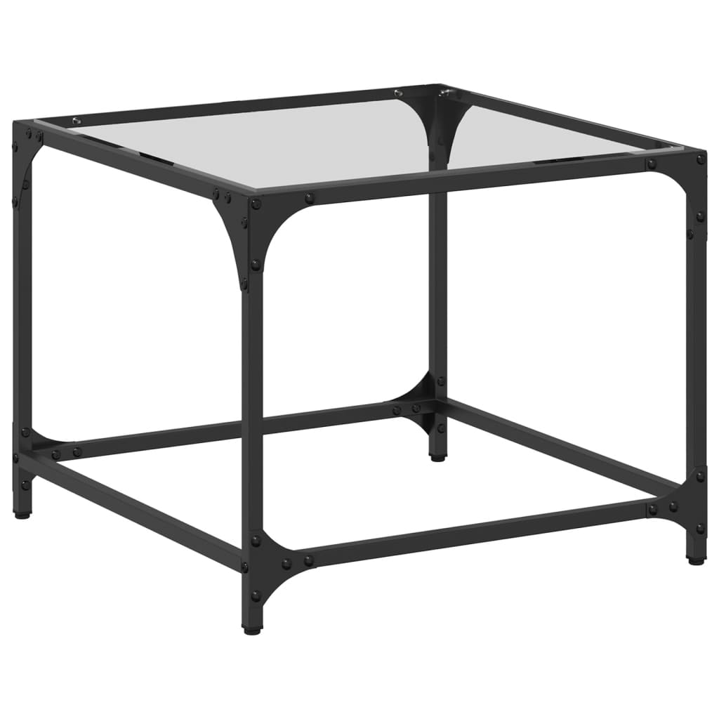 vidaXL Măsuță de cafea, blat din sticlă transparentă, 50x50x40 cm oțel vidaXL Măsuță de cafea, blat din sticlă transparentă, 50x50x40 cm oțel