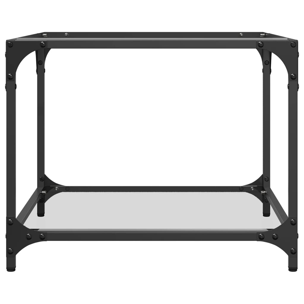 vidaXL Măsuță de cafea, blat din sticlă transparentă, 50x50x40 cm oțel vidaXL Măsuță de cafea, blat din sticlă transparentă, 50x50x40 cm oțel