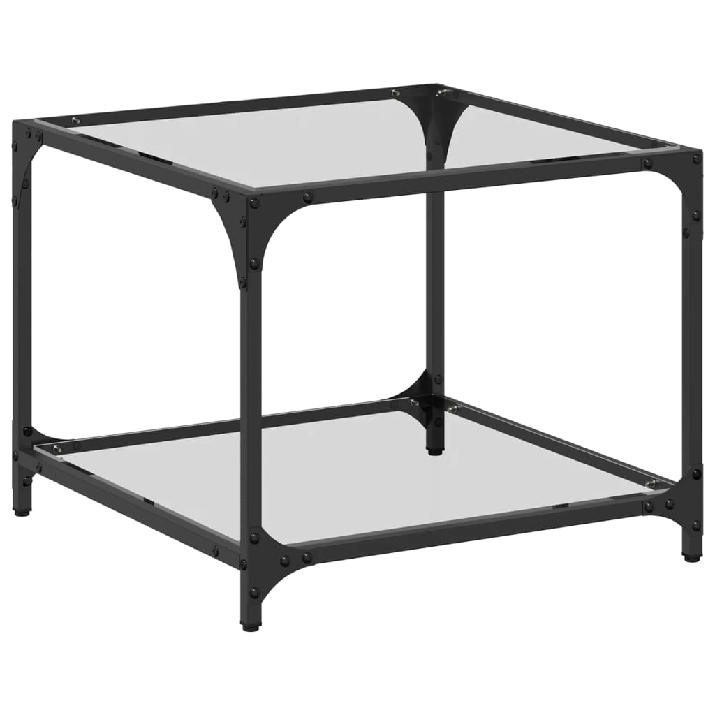 vidaXL Măsuță de cafea, blat din sticlă transparentă, 50x50x40 cm oțel vidaXL Măsuță de cafea, blat din sticlă transparentă, 50x50x40 cm oțel