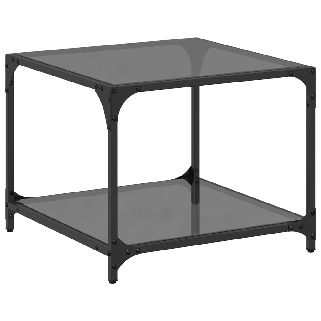 vidaXL Măsuță de cafea, blat din sticlă negră, 50x50x40 cm, oțel vidaXL Măsuță de cafea, blat din sticlă negră, 50x50x40 cm, oțel