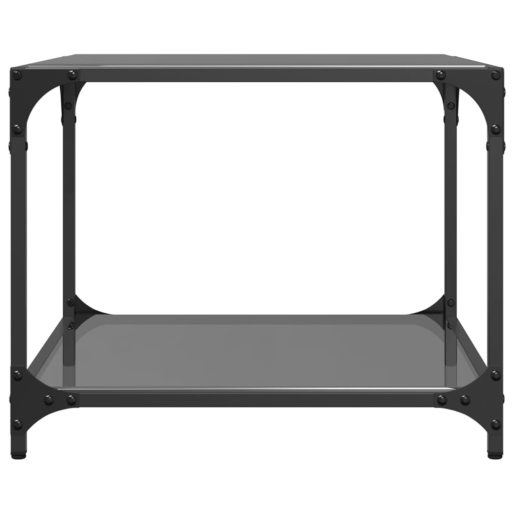 vidaXL Măsuță de cafea, blat din sticlă negră, 50x50x40 cm, oțel vidaXL Măsuță de cafea, blat din sticlă negră, 50x50x40 cm, oțel
