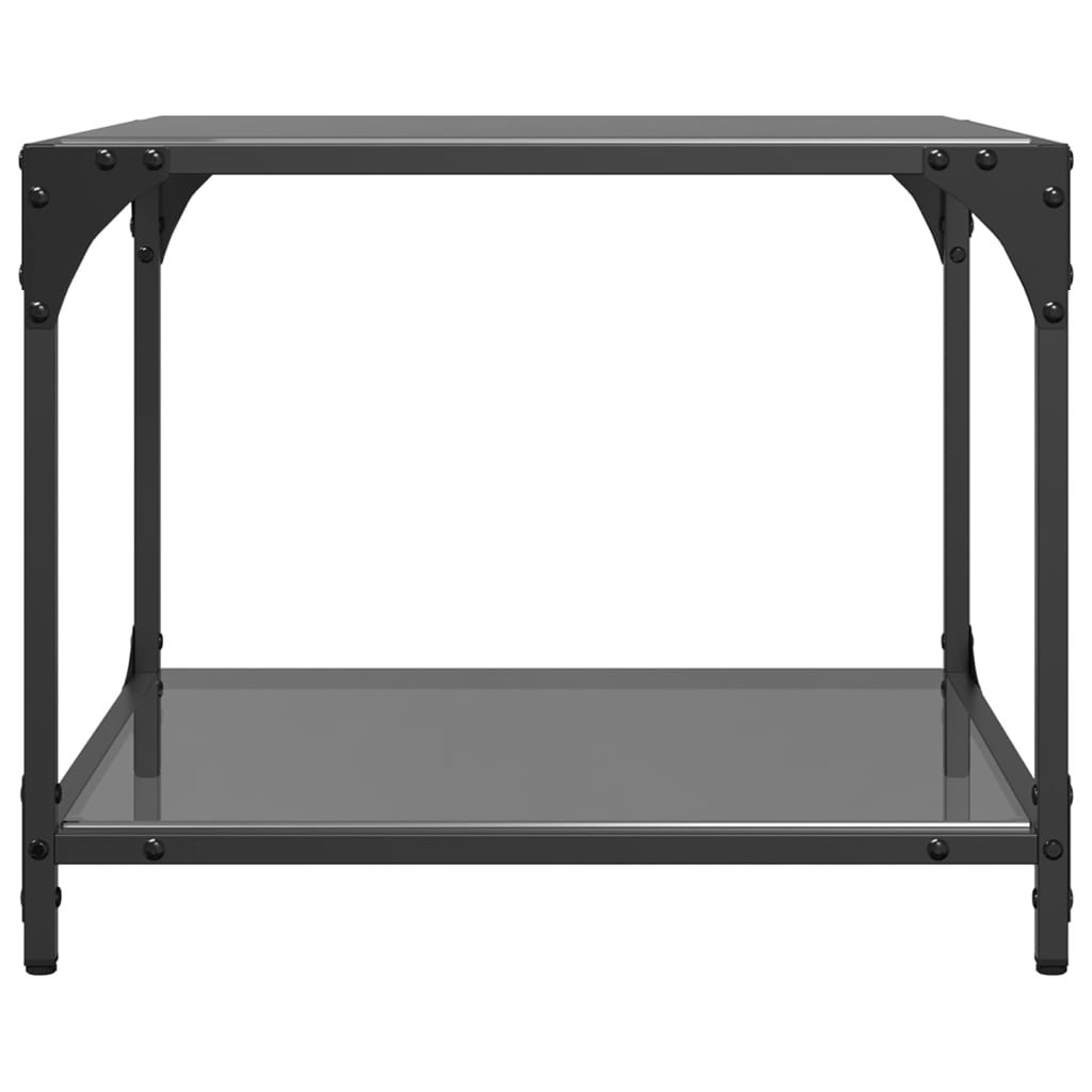 vidaXL Măsuță de cafea, blat din sticlă negră, 50x50x40 cm, oțel vidaXL Măsuță de cafea, blat din sticlă negră, 50x50x40 cm, oțel