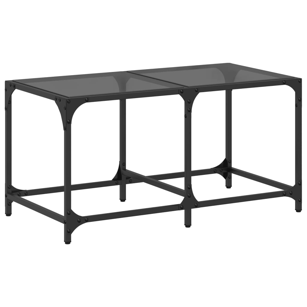 vidaXL Măsuță de cafea, blat din sticlă negră, 78,5x40x40 cm, oțel vidaXL Măsuță de cafea, blat din sticlă negră, 78,5x40x40 cm, oțel