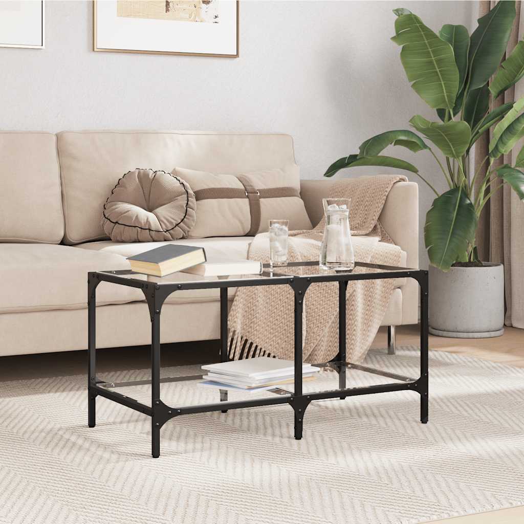 vidaXL Măsuță de cafea blat din sticlă transparentă 78,5x40x40 cm oțel vidaXL Măsuță de cafea blat din sticlă transparentă 78,5x40x40 cm oțel