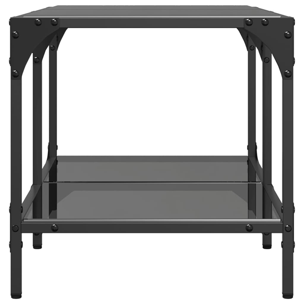 vidaXL Măsuță de cafea, blat din sticlă negră, 78,5x40x40 cm, oțel vidaXL Măsuță de cafea, blat din sticlă negră, 78,5x40x40 cm, oțel