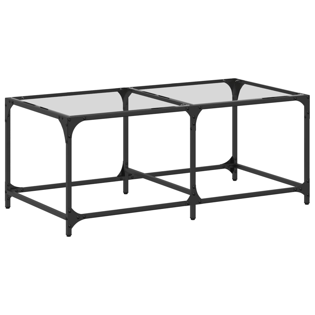 vidaXL Măsuță de cafea cu blat sticlă transparentă 98,5x50x40 cm oțel vidaXL Măsuță de cafea cu blat sticlă transparentă 98,5x50x40 cm oțel