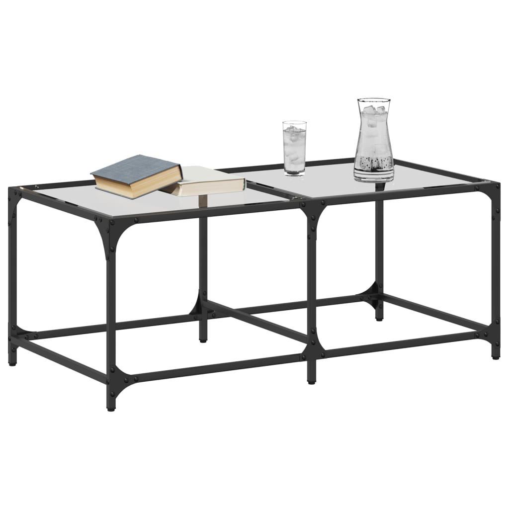 vidaXL Măsuță de cafea cu blat sticlă transparentă 98,5x50x40 cm oțel vidaXL Măsuță de cafea cu blat sticlă transparentă 98,5x50x40 cm oțel