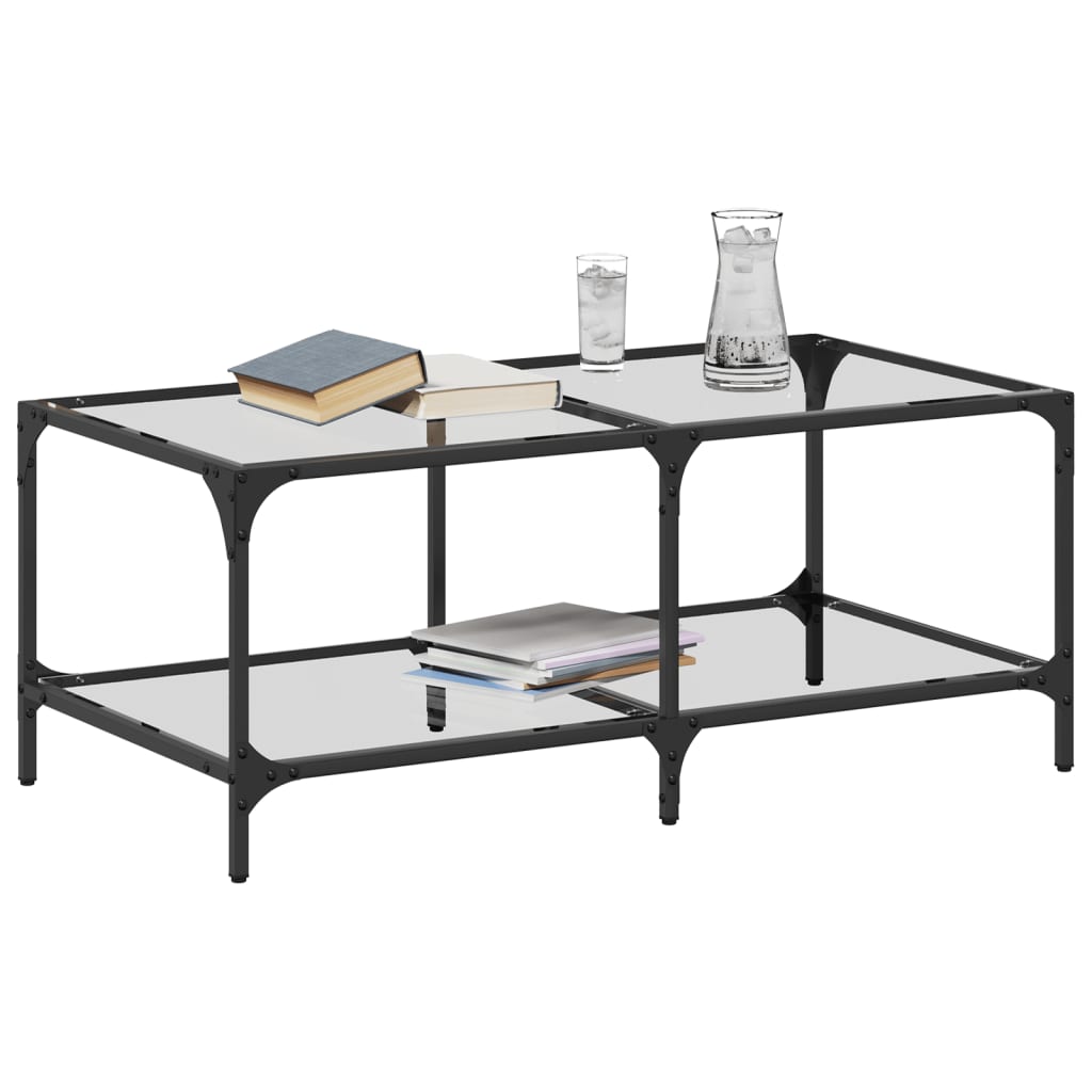 vidaXL Măsuță de cafea cu blat sticlă transparentă 98,5x50x40 cm oțel vidaXL Măsuță de cafea cu blat sticlă transparentă 98,5x50x40 cm oțel