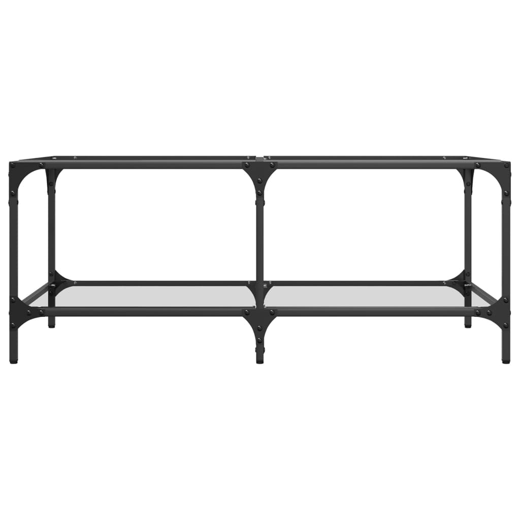 vidaXL Măsuță de cafea cu blat sticlă transparentă 98,5x50x40 cm oțel vidaXL Măsuță de cafea cu blat sticlă transparentă 98,5x50x40 cm oțel