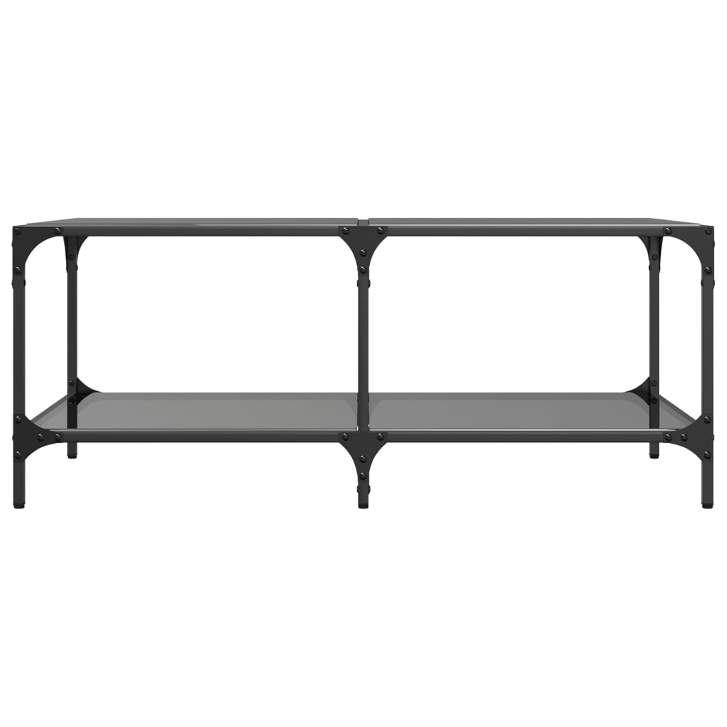 vidaXL Măsuță de cafea cu blat din sticlă neagră 98,5x50x40 cm oțel vidaXL Măsuță de cafea cu blat din sticlă neagră 98,5x50x40 cm oțel