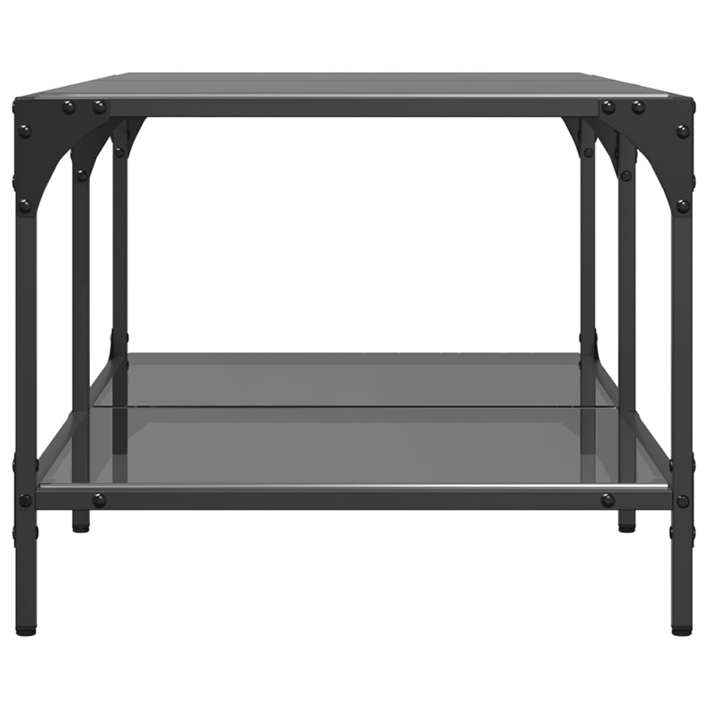 vidaXL Măsuță de cafea cu blat din sticlă neagră 98,5x50x40 cm oțel vidaXL Măsuță de cafea cu blat din sticlă neagră 98,5x50x40 cm oțel