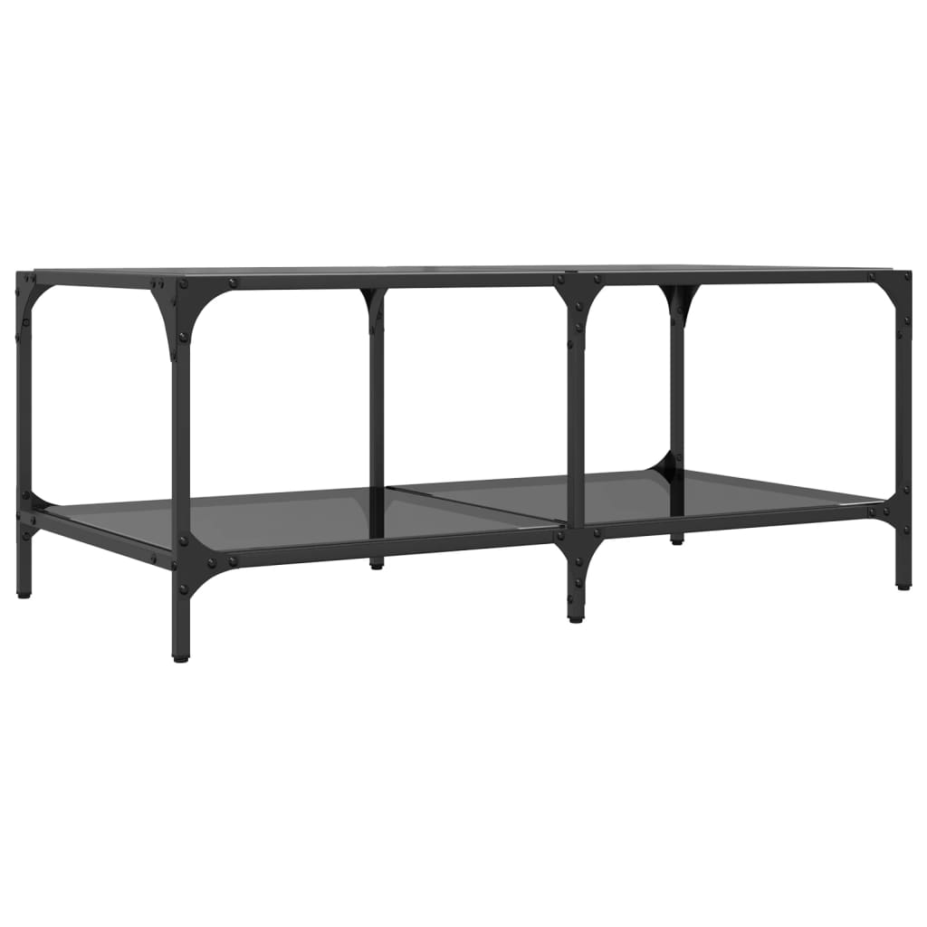 vidaXL Măsuță de cafea cu blat din sticlă neagră 98,5x50x40 cm oțel vidaXL Măsuță de cafea cu blat din sticlă neagră 98,5x50x40 cm oțel