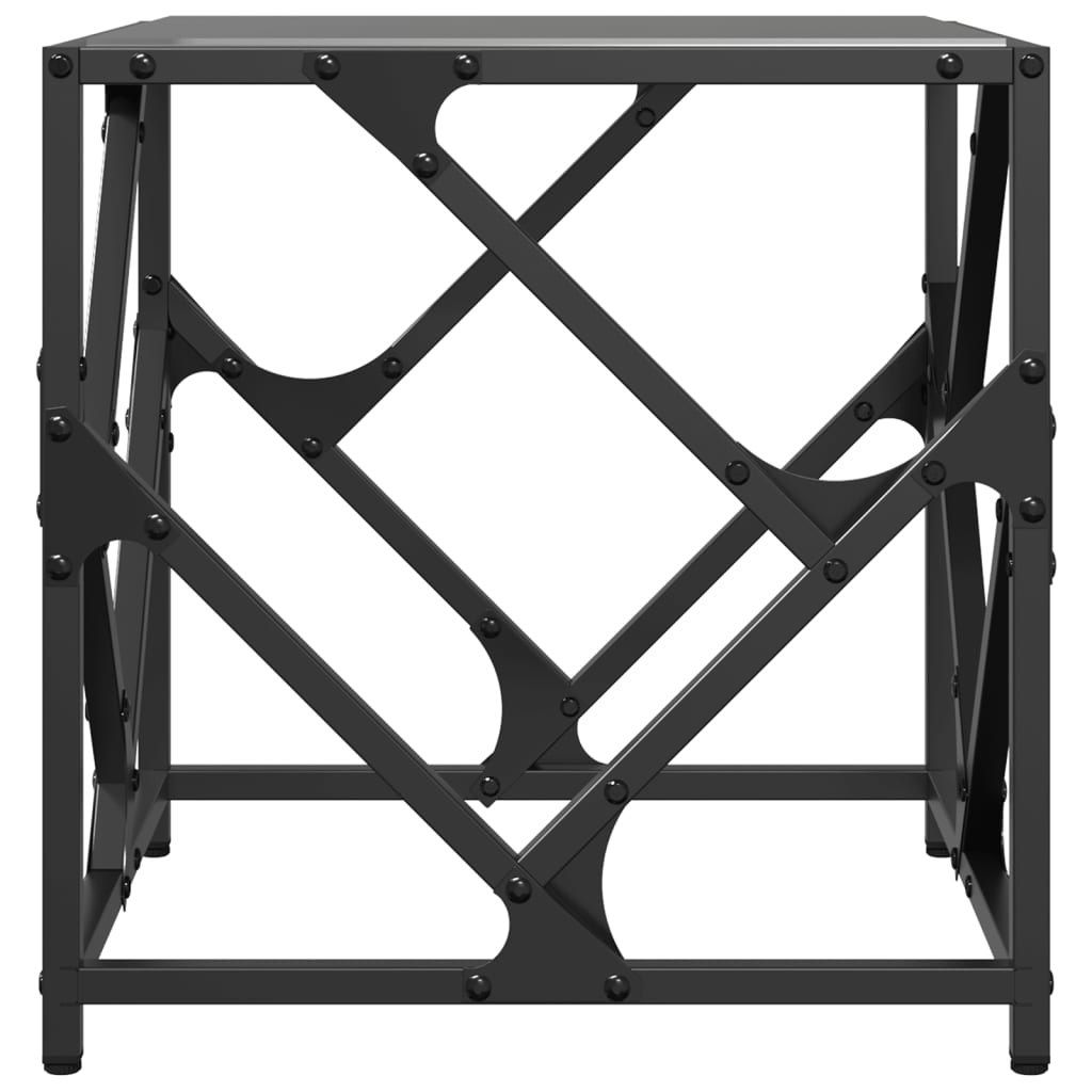 vidaXL Măsuță de cafea, blat din sticlă negră, 40x40x41 cm, oțel vidaXL Măsuță de cafea, blat din sticlă negră, 40x40x41 cm, oțel