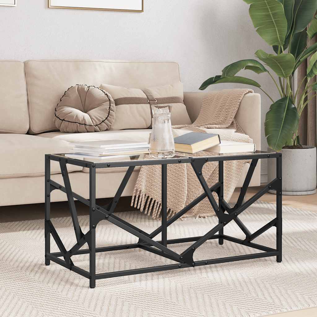 vidaXL Măsuță de cafea blat din sticlă transparentă 78,5x40x41 cm oțel vidaXL Măsuță de cafea blat din sticlă transparentă 78,5x40x41 cm oțel