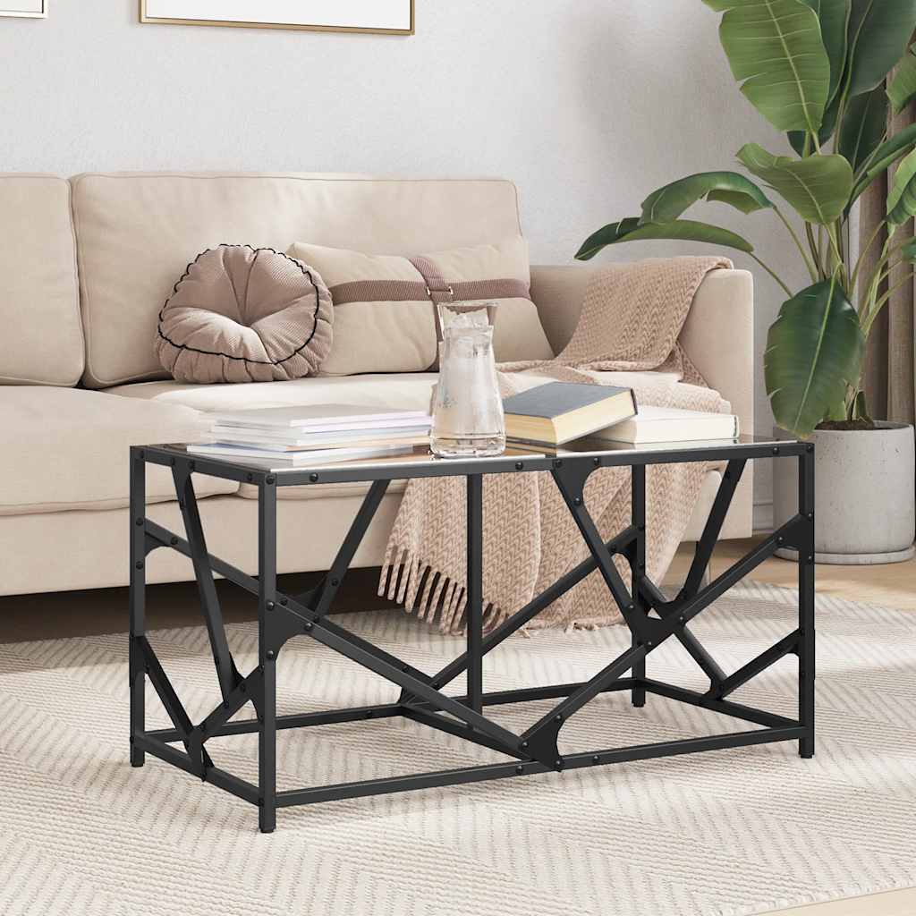 vidaXL Măsuță de cafea, blat din sticlă negră, 78,5x40x41 cm, oțel vidaXL Măsuță de cafea, blat din sticlă negră, 78,5x40x41 cm, oțel