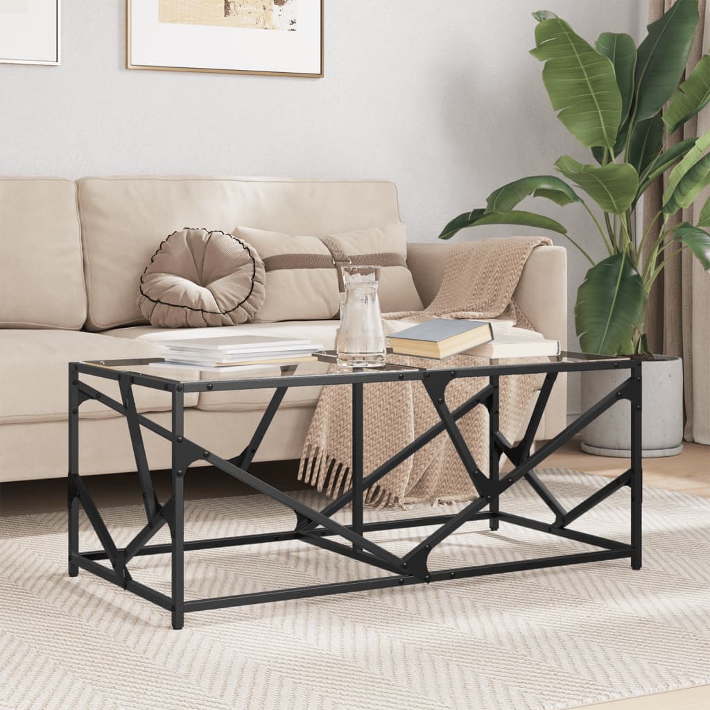 vidaXL Măsuță de cafea blat din sticlă transparentă 98,5x50x41 cm oțel vidaXL Măsuță de cafea blat din sticlă transparentă 98,5x50x41 cm oțel