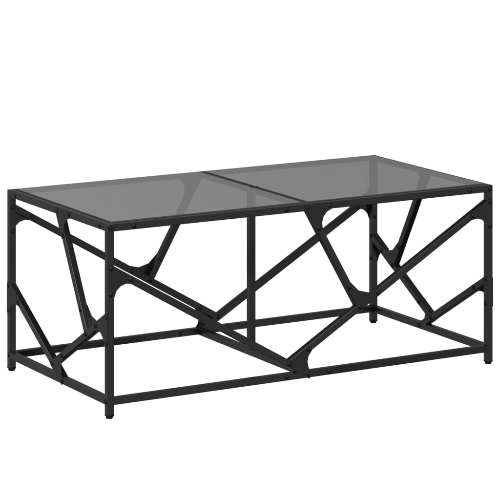 vidaXL Măsuță de cafea, blat din sticlă negră, 98,5x50x41 cm, oțel vidaXL Măsuță de cafea, blat din sticlă negră, 98,5x50x41 cm, oțel