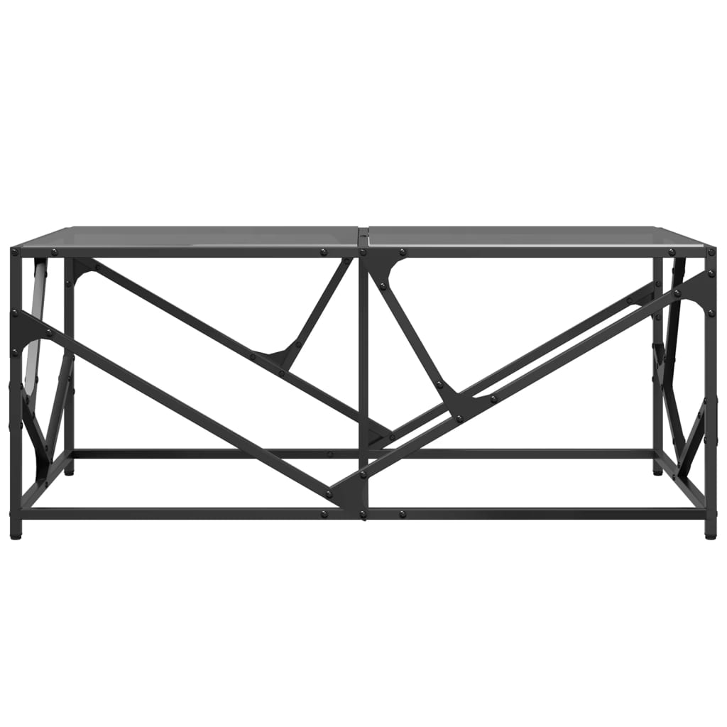 vidaXL Măsuță de cafea, blat din sticlă negră, 98,5x50x41 cm, oțel vidaXL Măsuță de cafea, blat din sticlă negră, 98,5x50x41 cm, oțel