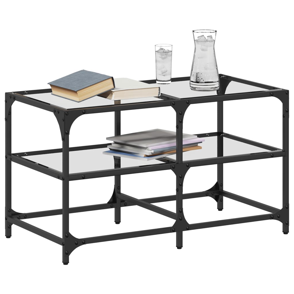 vidaXL Măsuță de cafea blat din sticlă transparentă 78,5x40x45 cm oțel vidaXL Măsuță de cafea blat din sticlă transparentă 78,5x40x45 cm oțel