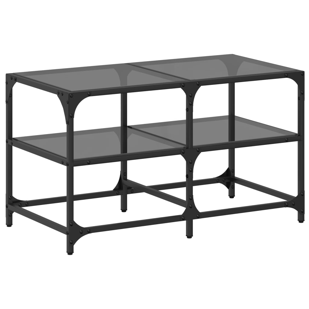 vidaXL Măsuță de cafea, blat din sticlă negră, 78,5x40x45 cm, oțel vidaXL Măsuță de cafea, blat din sticlă negră, 78,5x40x45 cm, oțel