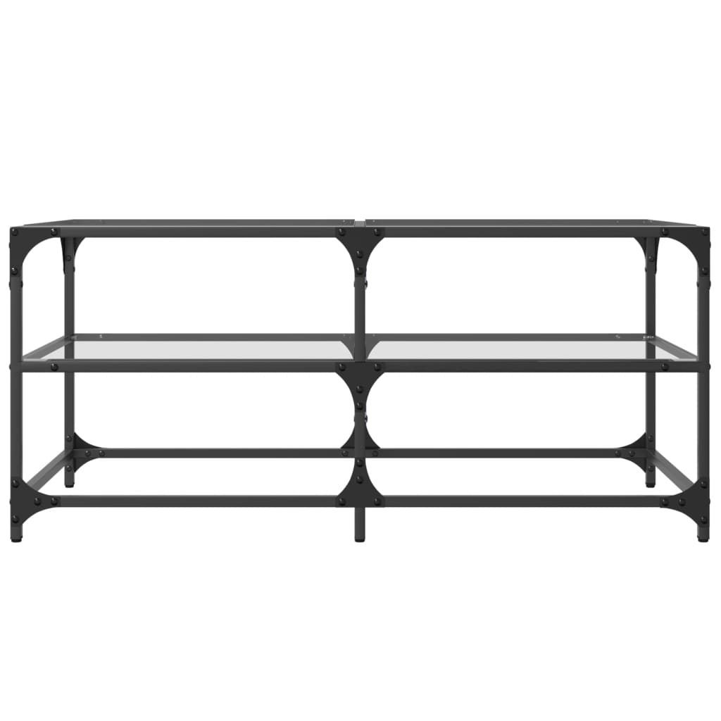 vidaXL Măsuță de cafea cu blat sticlă transparentă 98,5x50x45 cm oțel vidaXL Măsuță de cafea cu blat sticlă transparentă 98,5x50x45 cm oțel