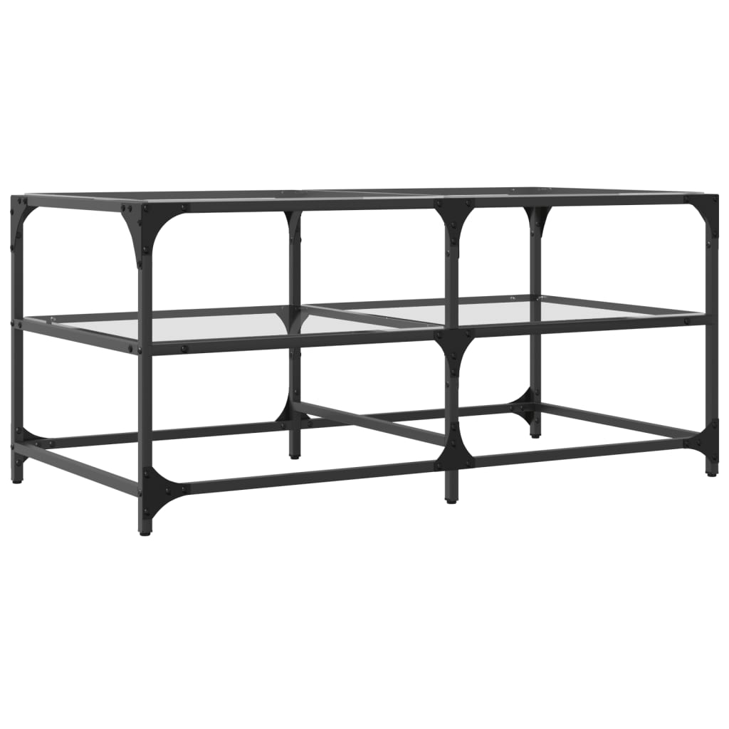 vidaXL Măsuță de cafea cu blat sticlă transparentă 98,5x50x45 cm oțel vidaXL Măsuță de cafea cu blat sticlă transparentă 98,5x50x45 cm oțel