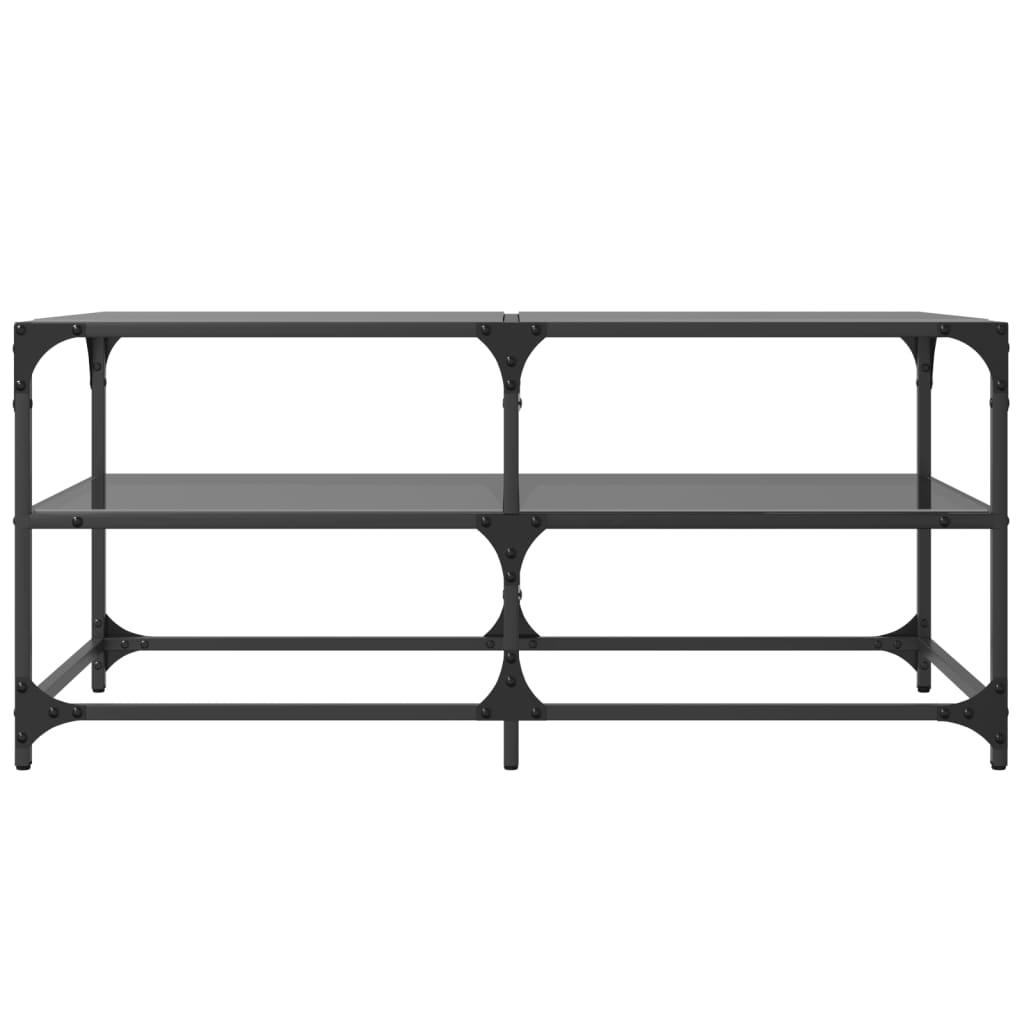 vidaXL Măsuță de cafea cu blat din sticlă neagră 98,5x50x45 cm oțel vidaXL Măsuță de cafea cu blat din sticlă neagră 98,5x50x45 cm oțel