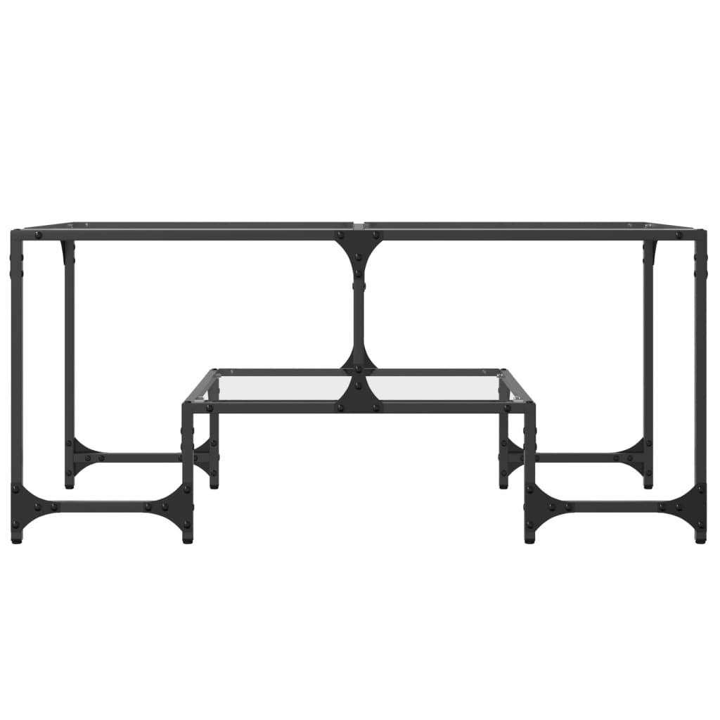 vidaXL Măsuță de cafea cu blat sticlă transparentă 98,5x50x45 cm oțel vidaXL Măsuță de cafea cu blat sticlă transparentă 98,5x50x45 cm oțel