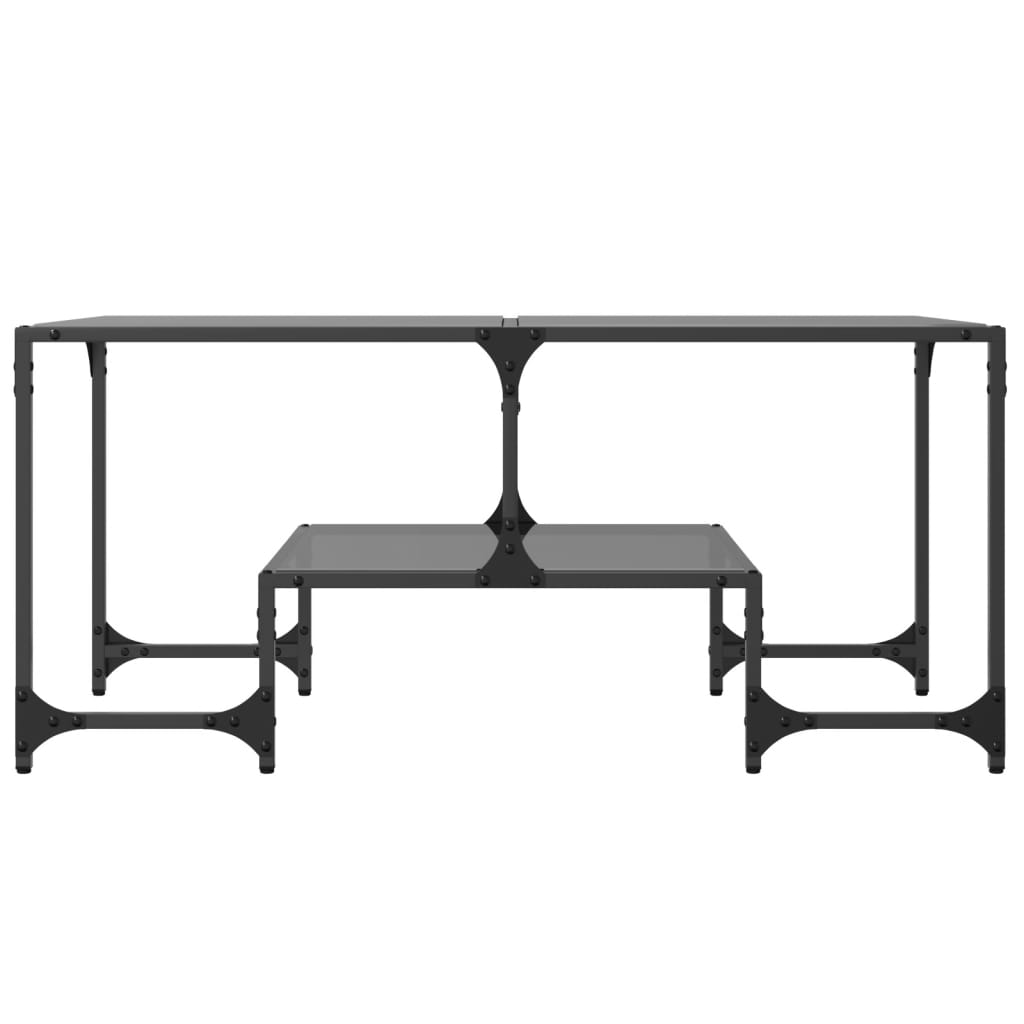 vidaXL Măsuță de cafea cu blat din sticlă neagră 98,5x50x45 cm oțel vidaXL Măsuță de cafea cu blat din sticlă neagră 98,5x50x45 cm oțel