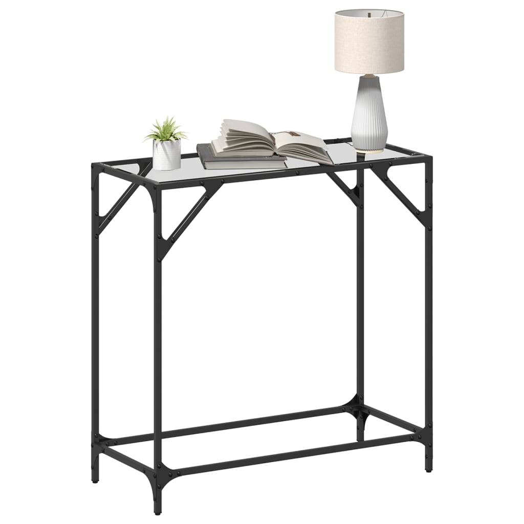 vidaXL Măsuță de cafea, blat din sticlă transparentă, 80x35x81 cm oțel vidaXL Măsuță de cafea, blat din sticlă transparentă, 80x35x81 cm oțel