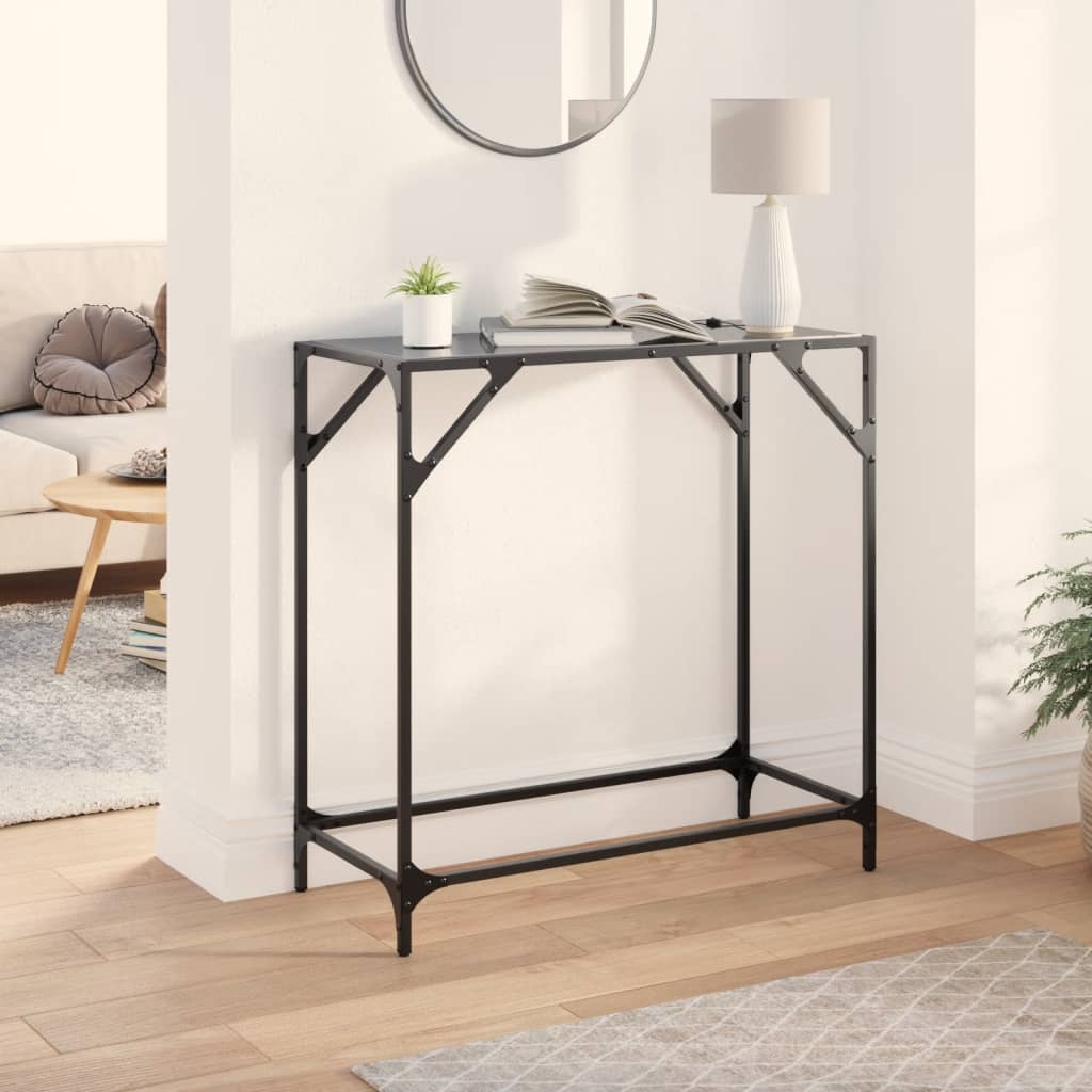 vidaXL Măsuță de cafea, blat din sticlă negră, 80x35x81 cm, oțel vidaXL Măsuță de cafea, blat din sticlă negră, 80x35x81 cm, oțel