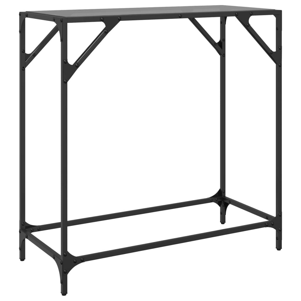 vidaXL Măsuță de cafea, blat din sticlă negră, 80x35x81 cm, oțel vidaXL Măsuță de cafea, blat din sticlă negră, 80x35x81 cm, oțel