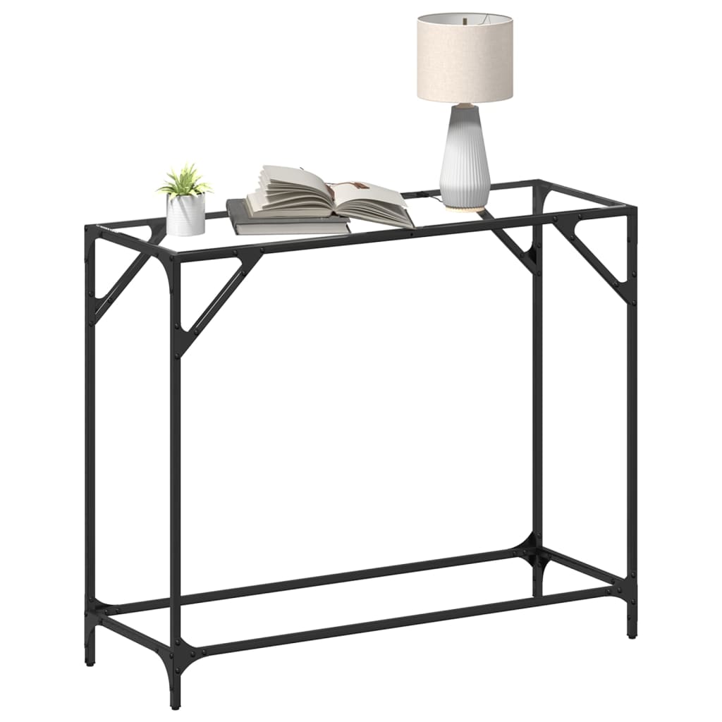 vidaXL Măsuță de cafea, blat din sticlă transparentă, 98x35x81 cm oțel vidaXL Măsuță de cafea, blat din sticlă transparentă, 98x35x81 cm oțel