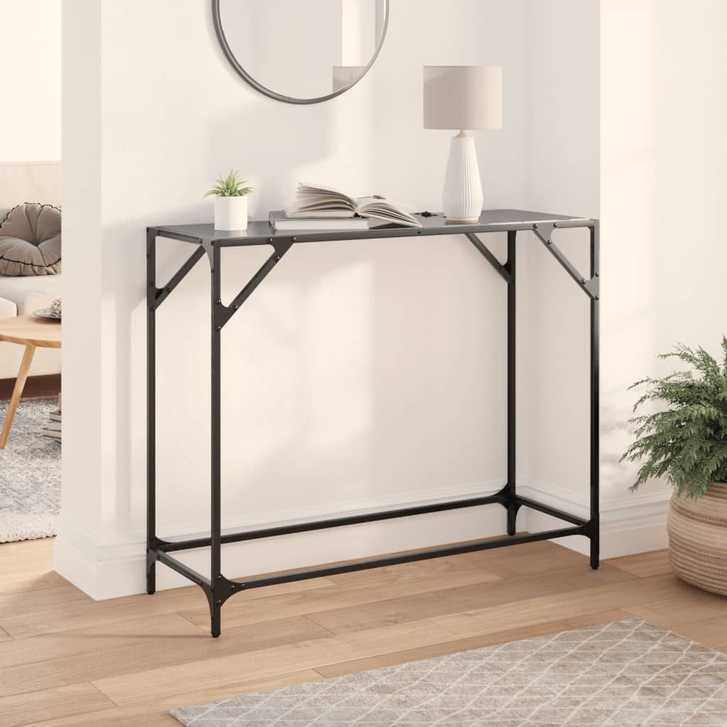 vidaXL Măsuță de cafea, blat din sticlă negră, 98x35x81 cm, oțel vidaXL Măsuță de cafea, blat din sticlă negră, 98x35x81 cm, oțel