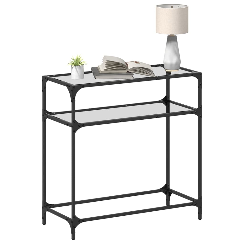 vidaXL Măsuță de cafea, blat din sticlă transparentă, 80x35x81 cm oțel vidaXL Măsuță de cafea, blat din sticlă transparentă, 80x35x81 cm oțel