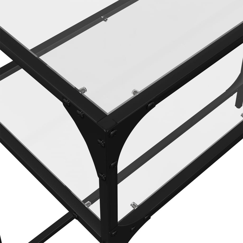 vidaXL Măsuță de cafea, blat din sticlă transparentă, 80x35x81 cm oțel vidaXL Măsuță de cafea, blat din sticlă transparentă, 80x35x81 cm oțel