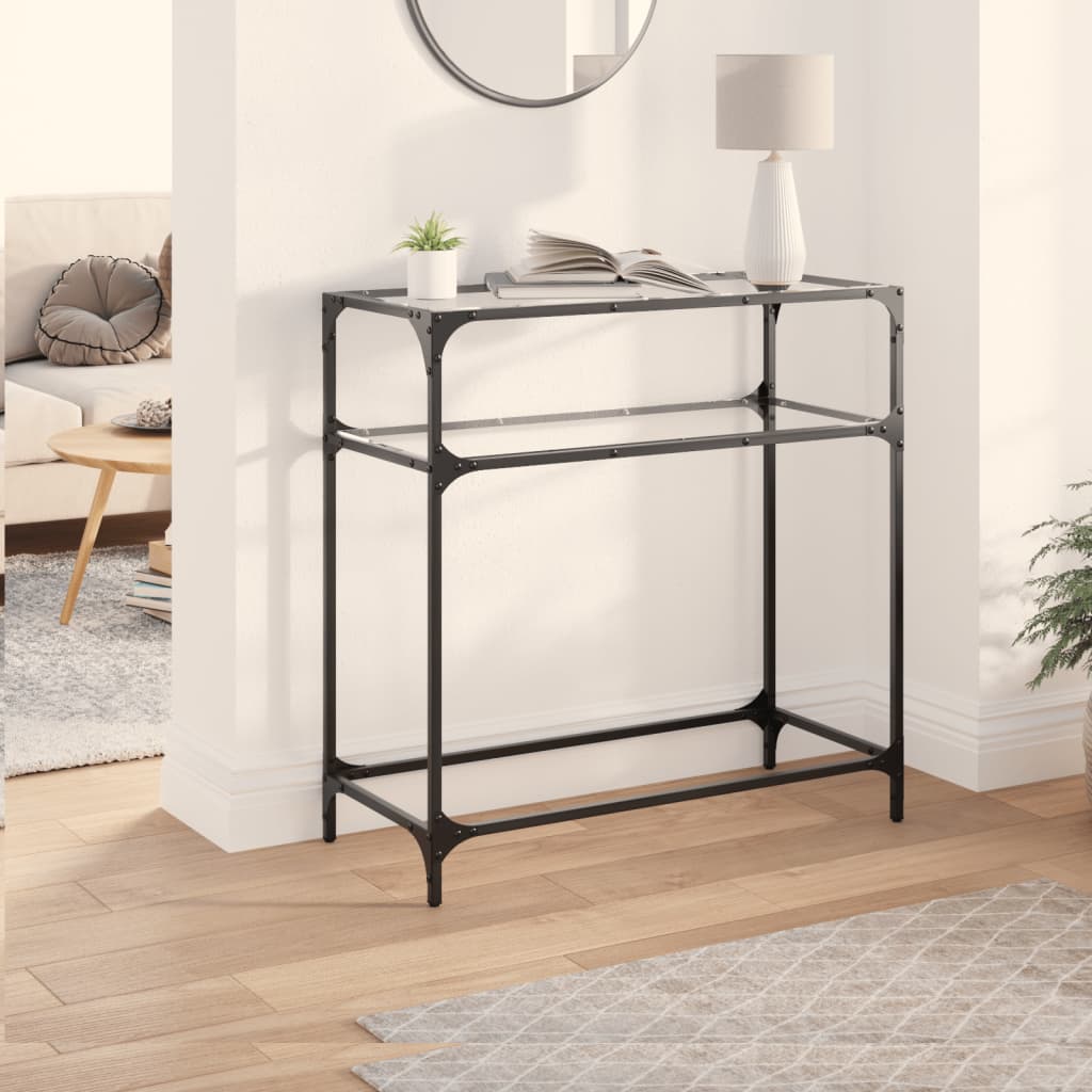 vidaXL Măsuță de cafea, blat din sticlă transparentă, 80x35x81 cm oțel vidaXL Măsuță de cafea, blat din sticlă transparentă, 80x35x81 cm oțel