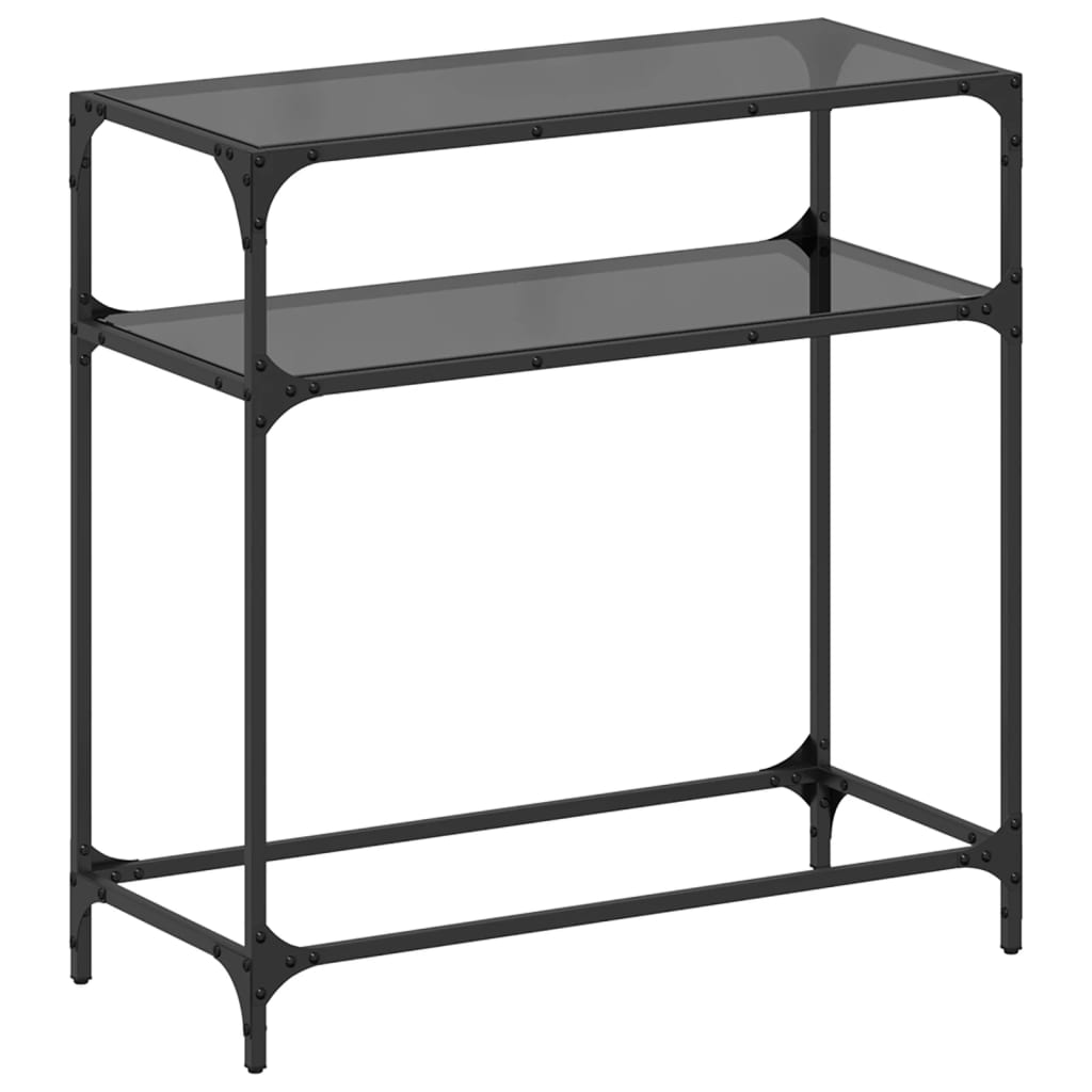 vidaXL Măsuță de cafea, blat din sticlă negră, 80x35x81 cm, oțel vidaXL Măsuță de cafea, blat din sticlă negră, 80x35x81 cm, oțel