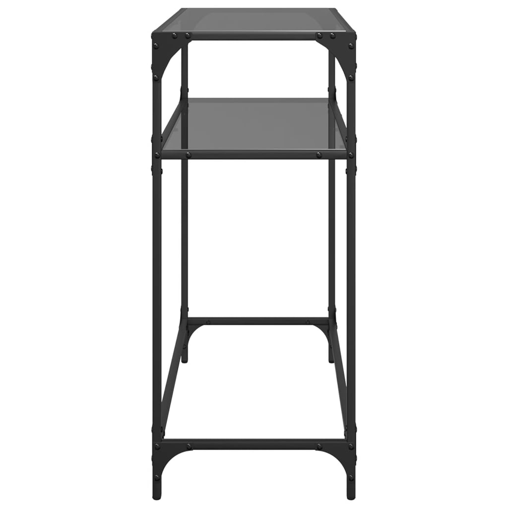 vidaXL Măsuță de cafea, blat din sticlă negră, 80x35x81 cm, oțel vidaXL Măsuță de cafea, blat din sticlă negră, 80x35x81 cm, oțel
