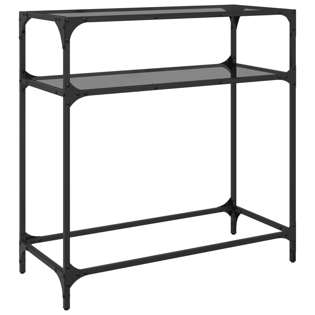 vidaXL Măsuță de cafea, blat din sticlă negră, 80x35x81 cm, oțel vidaXL Măsuță de cafea, blat din sticlă negră, 80x35x81 cm, oțel