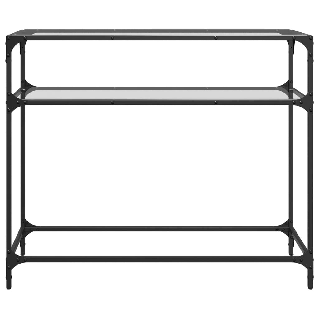 vidaXL Măsuță de cafea, blat din sticlă transparentă, 98x35x81 cm oțel vidaXL Măsuță de cafea, blat din sticlă transparentă, 98x35x81 cm oțel