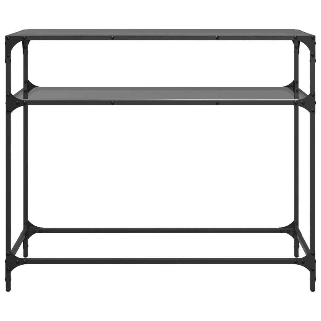 vidaXL Măsuță de cafea, blat din sticlă negră, 98x35x81 cm, oțel vidaXL Măsuță de cafea, blat din sticlă negră, 98x35x81 cm, oțel
