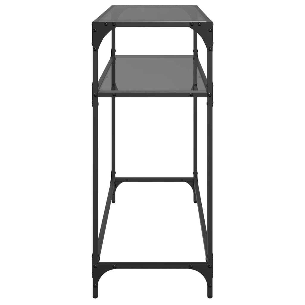 vidaXL Măsuță de cafea, blat din sticlă negră, 98x35x81 cm, oțel vidaXL Măsuță de cafea, blat din sticlă negră, 98x35x81 cm, oțel