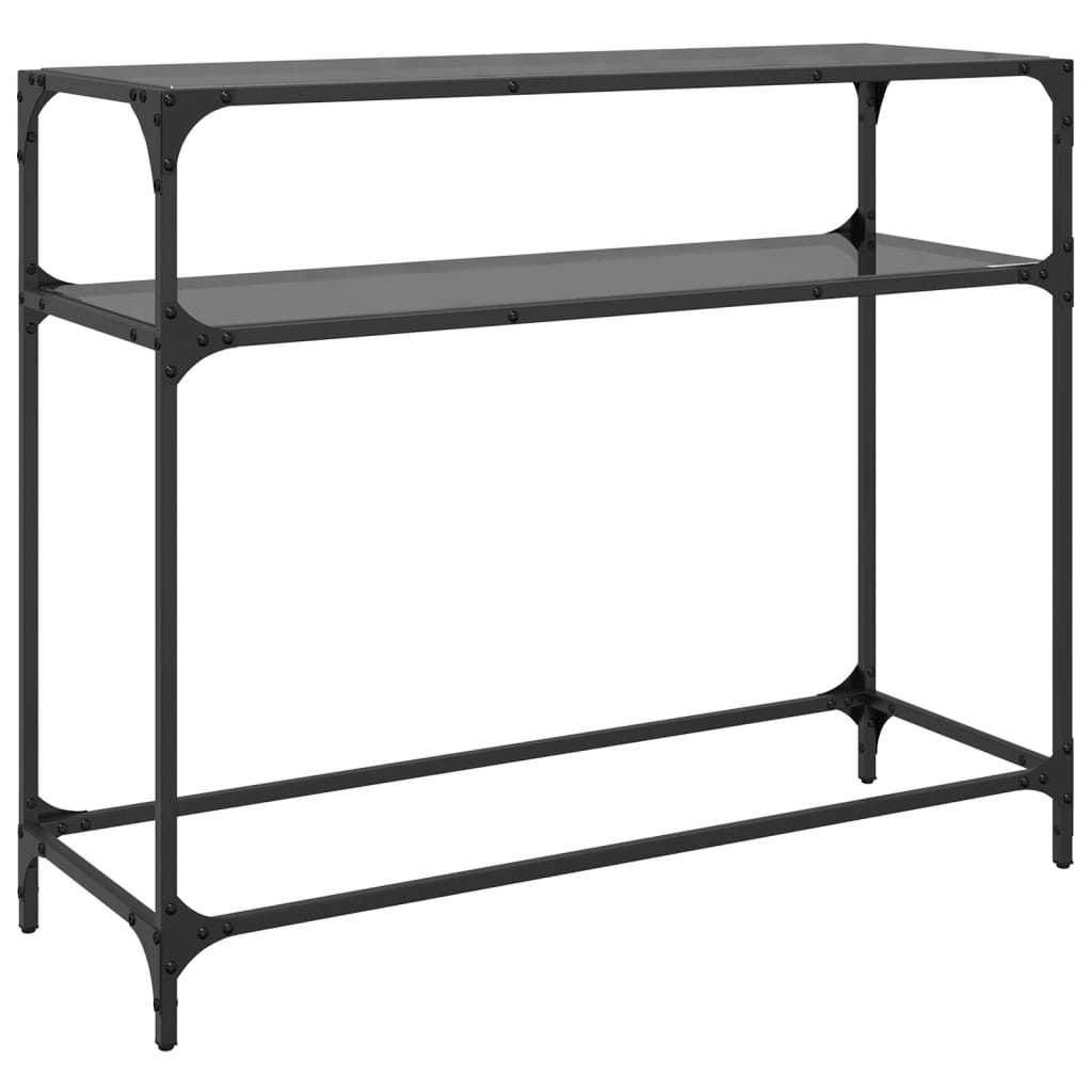vidaXL Măsuță de cafea, blat din sticlă negră, 98x35x81 cm, oțel vidaXL Măsuță de cafea, blat din sticlă negră, 98x35x81 cm, oțel